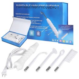 4 In 1 High Frequency Electrode Wand Electrotherapy Glass Tube Beauty Device Acne Spot Remover Anti Wrinkle Skin Care Spa 240306