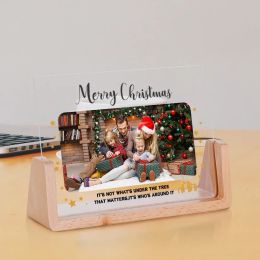 Frame Custom Merry Christmas Photo Frame for Family Funny Holiday Personalised Gift for Dad Mom Son Daughter Desktop Display Keepsake