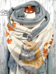 Scarves 3D Printed Animal Series Cute Kitten Pattern Warm Shawl Scarf Spring And Winter Large Triangle Casual Gift M-1