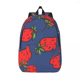 Backpack Men Women Large Capacity School For Student Funny Strawberry Bag