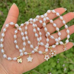 Strand 2024 Fashion Star Heart Shape Accessories With Irregular Freshwater Pearls Beaded Bracelet Women Jewellery