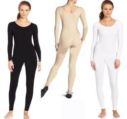 Women039s Lycra Spandex Plus Size Full Bodysuit Dance Ballet Gymnastics Leotard Catsuit Adult Black Long Sleeve Unitard2560982