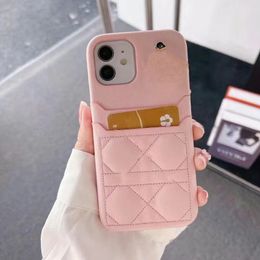 PD034 - PD039 Luxury Classic Fashion Phone Case for IPhone 15 14 Plus 13 ProMax 12 11 Pro Max X XR XS Max Rhombus Diamond Texture Phone Cover Card Holder Customised Logo Bag