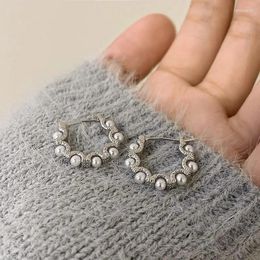 Stud Earrings Women's Round Pearl With Unique Personality