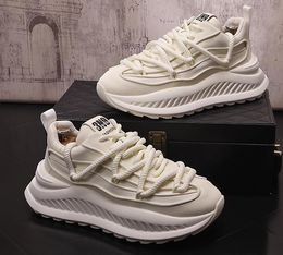 Men White Designer Running Shoes Sport Casual Loafers Sneaker Low Top Lace up Flats Light Comfort Party Dress