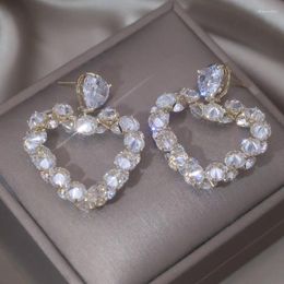 Dangle Earrings Europe America Fashion Jewellery Luxury Silver Colour Love Zircon Pendant Earring Elegant Women's Wedding Party Accessories