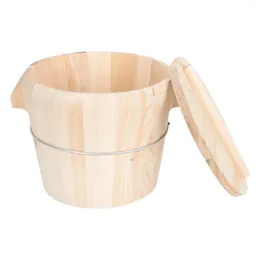 Storage Bottles Dumpling Steamer Cedar Wood Steamed Rice Barrel Wooden Container Household Bucket With Cover Steaming