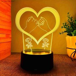 Lampade da tavolo 1pc San Valentino Speciale Light 3D Night - Lampada da tavolo creativa USB - Lampada colorata tocco nero