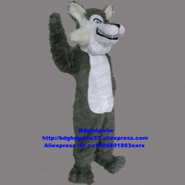 Mascot Costumes Long Fur Timber Grey Wolf Husky Dog Mascot Costume Adult Cartoon Character Showtime Stage Props Club Activities Zx126