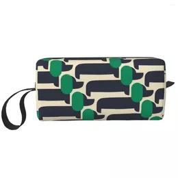 Cosmetic Bags Cute Print Green Dog Show Patten Travel Toiletry Bag Orla Kiely Makeup Organizer Beauty Storage Dopp Kit Case Box