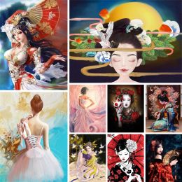 Number Cartoon Japanese Geisha DIY Paint By Numbers Complete Kit Acrylic Paints 40*50 Canvas Painting Decorative Paintings For Adults