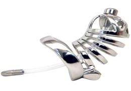 mens stainless steel penis lock fun binding antiderailment device with catheter penis lock3879020