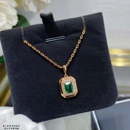 2024 Trend Classics Brand Чистое серебро 925 пробы Роскошные ювелирные изделия Ожерелье для женщин Циркон Изумрудный прямоугольный кулон для женщин Подарки для девочек