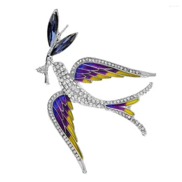 Brooches CINDY XIANG Purple Color Enamel Swallow For Women Bird Pin Olive Branch Pace Design Jewelry Winter Accessories