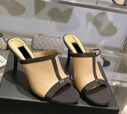 Pantofole da donna di design con tacco a spillo sandalo con punta che perde pelle di pecora pantofole con collo del piede completo scarpe da ufficio per feste di matrimonio
