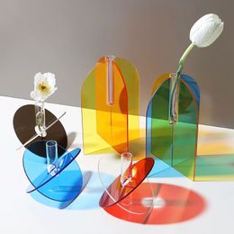 Acrylic Flower Vase Colorful Modern Contemporary Design Floral Container Decoration for Home Office 240312