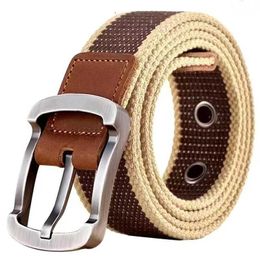 Canvas belt, men's and women's belt, casual belt, Korean version, student needle buckle, youth military training belt 240315