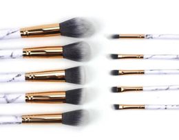 10pcsset Marble Makeup Brushes Blush Powder Eyebrow Eyeliner Highlight Concealer Contour Foundation Make Up Brush Set1463053