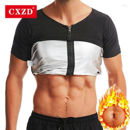 Women's Shapers CXZD Men Sauna Sweat Body Shaper Zipper Shirt Short Sleeve Gym Exercise Fitness Tops Shapewear Slimming Waist Trainer