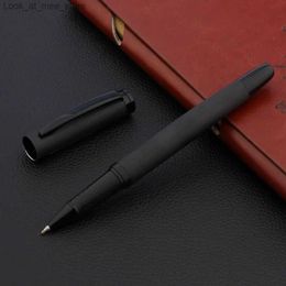 Fountain Pens Fountain Pens Luxury high-quality black titanium matte black gift Rollerball pen office Swiss matte signature ink pen Q240314