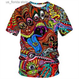 Men's T-Shirts Colourful Trippy T-Shirt for Men 3D Printed Painting Cool Designs T Shirt Womens T Shirts Kids Summer Casual Gym Short Slve Y240321