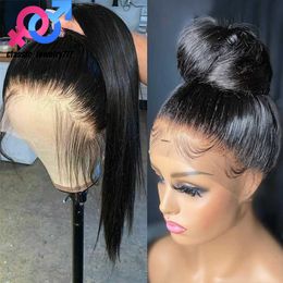 Peruwiańska 360 Pełna koronkowa frontowa peruka ludzka włosy przed wyciągniętą długą kością prosta 13x4 HD Przezroczysta koronkowa peruka dla kobiet czarna /czerwona /blondynka /szary syntetyczna peruka