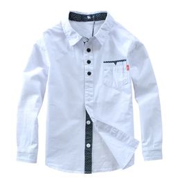 子供の男の子シャツ2023年春ファッションソリッドカラー子供ベビーチルドレン服シャツ白い長袖312yrs 240307
