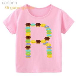 T-shirts Letter A H R S Colourful graphic t shirts baby boy t shirt boys children clothing kids clothes girls shirts Rainbow Pink t-shirt ldd240314