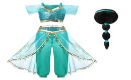 Girls Princess Jasmine Costume Set Aladdin039s Lamp Cosplay Arabian Clothes Children Halloween Party Belly Dance Dress For 2107387324