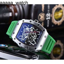 RichardMill Watch Luxury Top Watches Luxury Mens Quartz Chronograph Swiss Mens Wristwatch Iced Out Hip Hop Rubber Strap Sport Men Watch Male D2XS