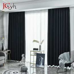 Curtains Modern Solid Blackout Curtains For Living Room Bedroom Curtains For Window Treatment Blinds Drapes Thick High Shading Curtains