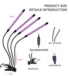 LED Cob Lead Grow Lights Timing 5 Dimmable Levels Plant lamps for Indoor Vegetable with Full Spectrum Red Blue Adjustable Goosen5431504