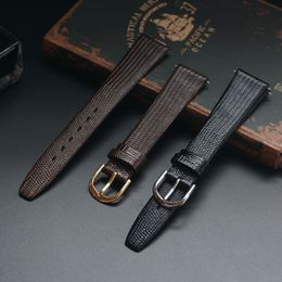 AMHUGE 12mm 14mm 16mm 18mm 20mm Watch Strap Lizard Embossed Calf Genuine Leather Thin and Soft Watch Band For Woman and Man 240313