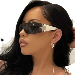 2023 Star One Piece Punk Rimless Solglasögon Kvinnor Brand Designer Y2K Sun Glasses Men Goggle Shades UV400 Fashion Eyewear SG559X6GZ