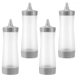 Dinnerware Sets 4 Pcs Squeeze Bottle Ketchup Sauce Seasoning Dispenser Plastic Control Condiment