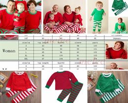 Xmas INS Kids Adult Red Green Family Matching Christmas Deer Striped Pyjamas Sleepwear Nightwear Pyjamas bedgown sleepcoat nighty 3189757