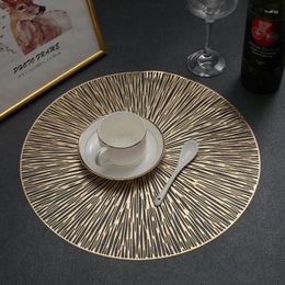 Table Mats Round Placemats Gold Metallic 15in Easy Clean Wipeable Non-Slip Stain Heat Resistant Place