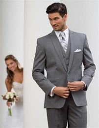 Men039s Suits Blazers Style S Notch Lapel Single Breasted Charcoal Gray Groom Tuxedos Suit Wedding Suits Jacket Pants Vest Ti4774527