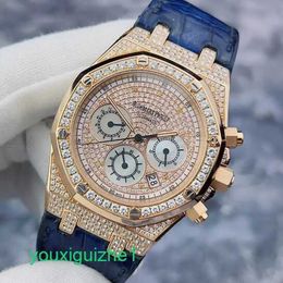 AP Watch Top Machinery Watch Royal Oak Series 26022OR With Diamond Studded Starry Sky 18K Rose Gold Material Mechanical Mens Date Timing Function