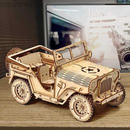 3D Puzzles High Quality 3D Wooden Puzzle Car Model Jigsaw Jeep Toys for Kids Adults Birthday Gift 240314