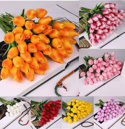 Latex Tulips Artificial PU Flower bouquet Real touch flowers For Home decoration Wedding Decorative Flowers 11 Colours Option7201313