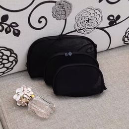 Women mesh fashion makeup case 3pcs set vanity cosmetic case makeup Organiser bag toiletry clutch pouch boutique2724