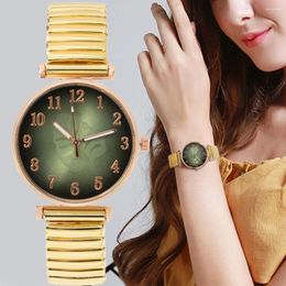Wristwatches Fashion Women's Watch Stretch Steel Strap Wristwatch Casual Sports Simple Style Leaf Pattern Quartz For Women