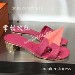 Women French Daily for Sandal Wearing High Heeled Summer Toe Slipper Genuine Leather Thick Oran Lady Oransandal Classic 2024 Oasis Slippers JBBM