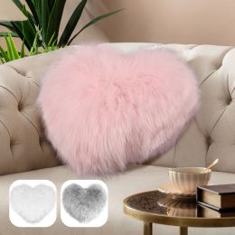 Pillow Soft Fluffy Long Plush Heart Shaped Pillow Love Throw Pillow Decorative Sofa Living Room Back Cushion Comfortable Pink Pillows