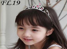 News Fashion Clear and Red Rhinestones Crown Flower Grils Headpiece Royal Crown Princess Crown FL197546520