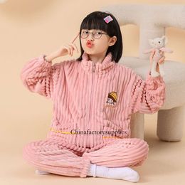 Autumn Winter Pamas Baby Thickened Boy's Flannel Girl's Coral Fleece Children's Warm Soft Home Suit