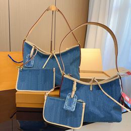 Denim Designer Bag L-letter Vintage Shoulder Tote Bags With Wallet Women High Capacity Shopping Bag Purses Handbags 240315