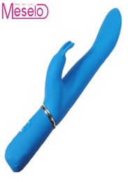 Meselo Rabbit Vibrator Large Long Dildo Vibrators Multi Speed Power Gspot Clitoris Stimulator Silicone Adult Sex Toys For Women Y7624706