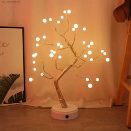 Table Lamps 1pc LED Branch Tree Lights USB And Battery Operated 2 Mode Touch Switch Copper Wire Tree Lights Outdoor And Interior Decoration Christmas Party Tabl